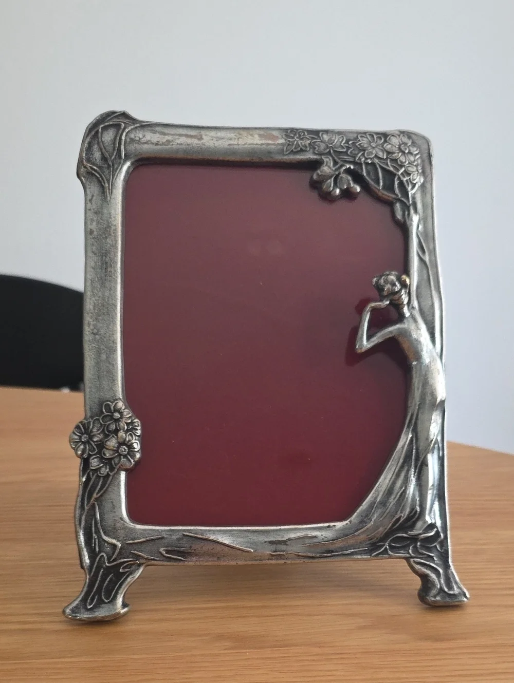 Rare Vintage Art Nouveau Pewter Picture Frame w/woman . Dioni Italy